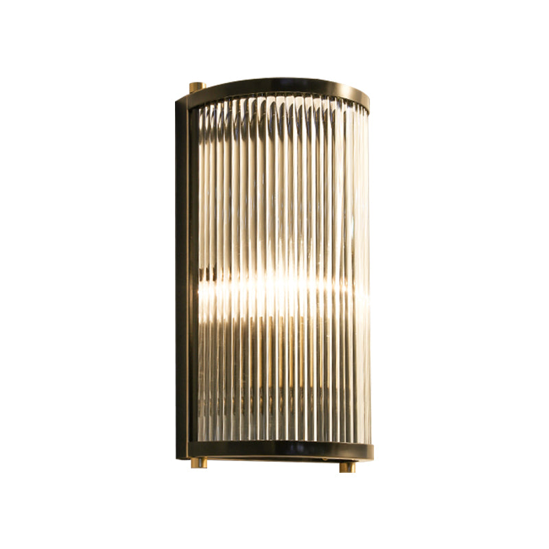 Mid-Century Semi Cylindrical Wall Light With Brass/Black Finish Metal 1/2-Head Mounted Fixture