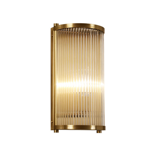 Mid-Century Semi Cylindrical Wall Light With Brass/Black Finish Metal 1/2-Head Mounted Fixture