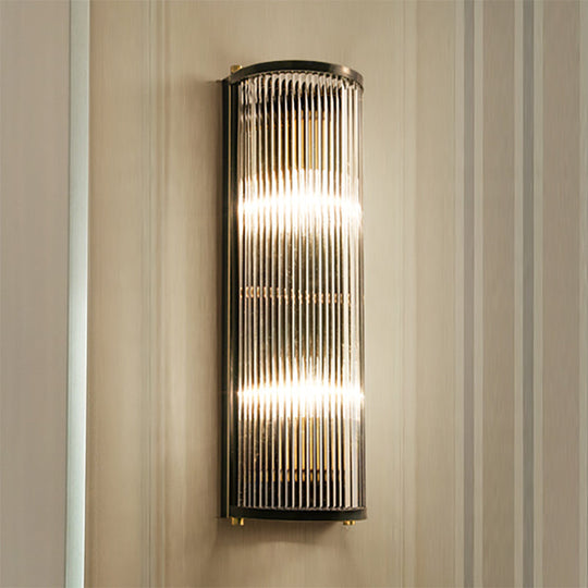 Mid-Century Semi Cylindrical Wall Light With Brass/Black Finish Metal 1/2-Head Mounted Fixture 2 /