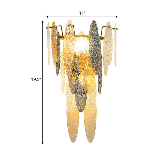 Modern Oval Glass Shade Wall Sconce With Multi-Layer Flush Mount - Brass Lamp