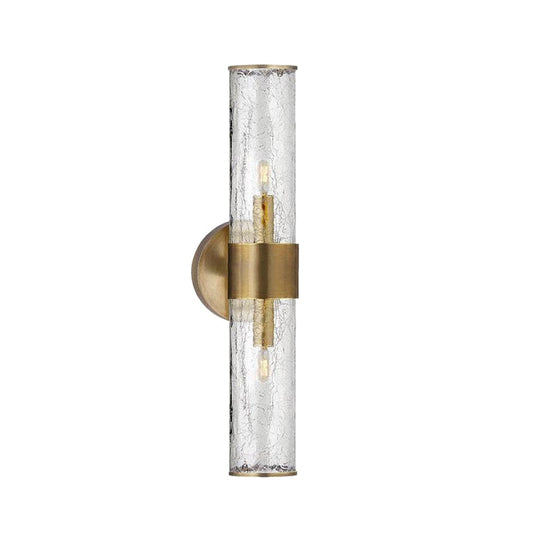 Minimalist Brass Staircase Sconce Light Fixture With Clear Tube Glass Lampshade - Wall Mounted 2