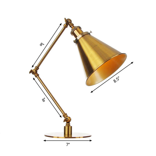 Stylish Flared Table Lamp - Industrial Metallic Accent With 1 Light For Dining Room Gold 8+8/8+8+8