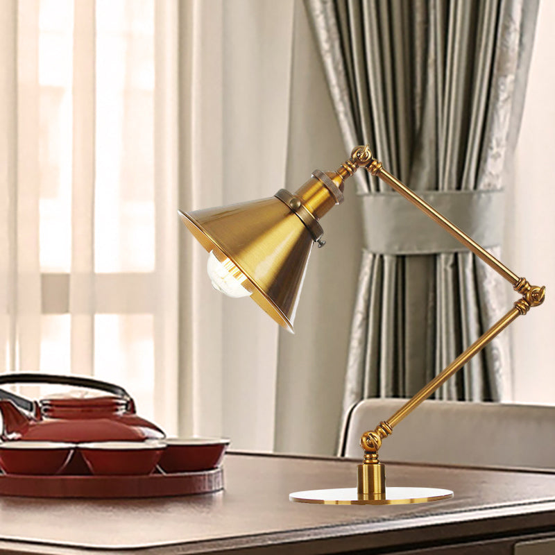 Stylish Flared Table Lamp - Industrial Metallic Accent With 1 Light For Dining Room Gold 8+8/8+8+8