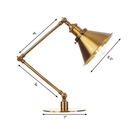 Stylish Flared Table Lamp - Industrial Metallic Accent With 1 Light For Dining Room Gold 8+8/8+8+8