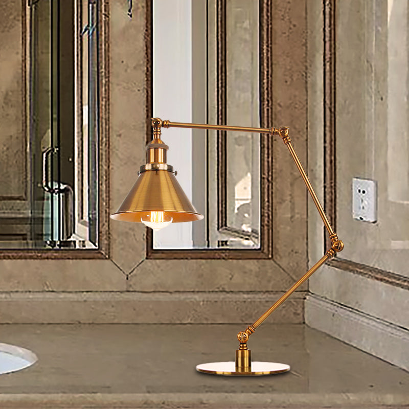 Stylish Flared Table Lamp - Industrial Metallic Accent With 1 Light For Dining Room Gold 8+8/8+8+8