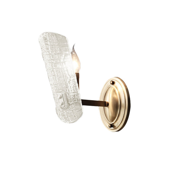 Modern Gold Curved Wall Mount Sconce With Clear Water Glass - 1/2 Lights For Living Room