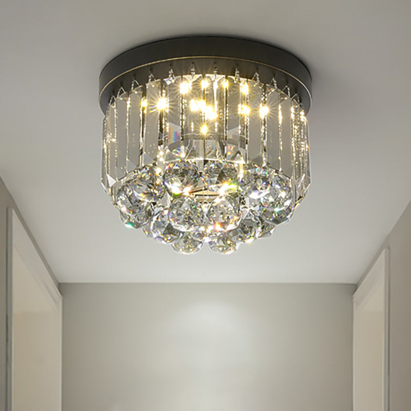 Modern LED Ceiling Mounted Fixture with Clear/Smoke Gray Crystal for Corridor - Circular Ceiling Light