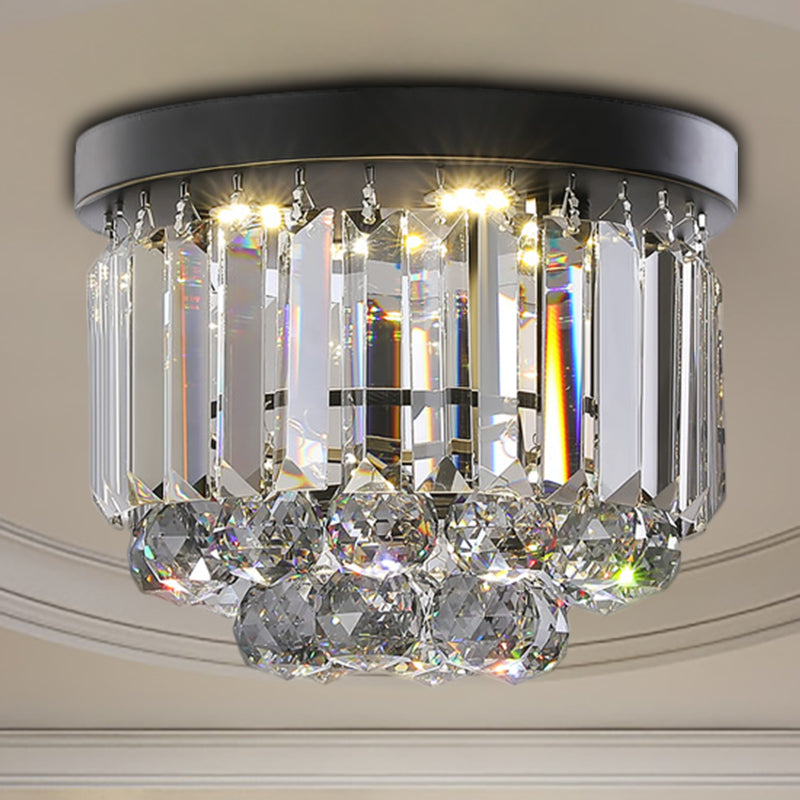 Modern LED Ceiling Mounted Fixture with Clear/Smoke Gray Crystal for Corridor - Circular Ceiling Light