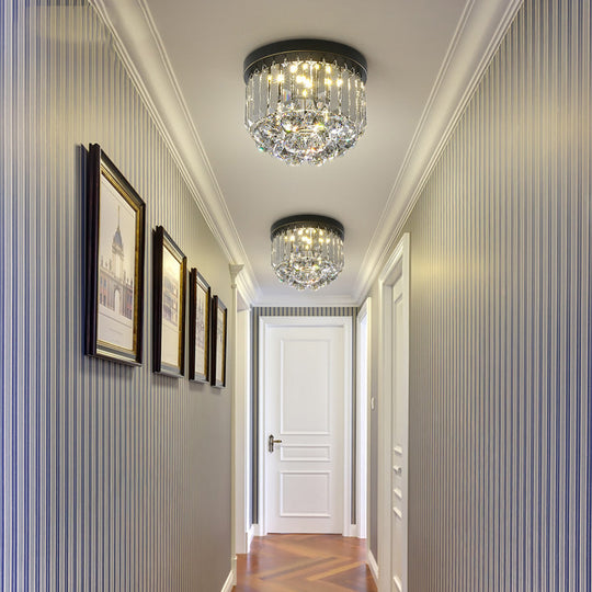 Modern LED Ceiling Mounted Fixture with Clear/Smoke Gray Crystal for Corridor - Circular Ceiling Light