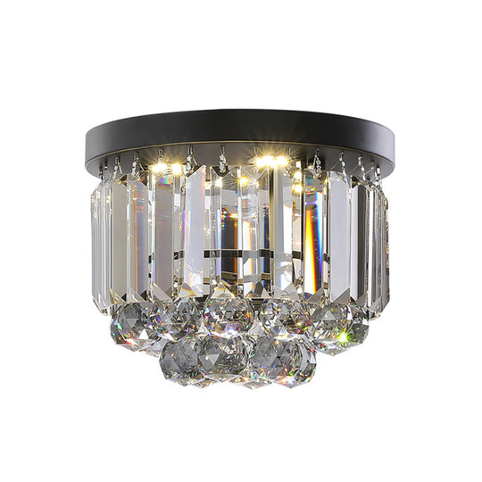 Modern LED Ceiling Mounted Fixture with Clear/Smoke Gray Crystal for Corridor - Circular Ceiling Light