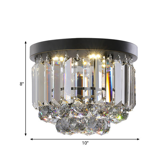 Modern LED Ceiling Mounted Fixture with Clear/Smoke Gray Crystal for Corridor - Circular Ceiling Light