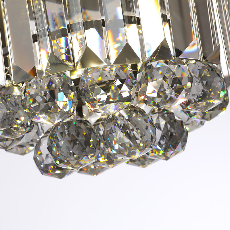 Modern Led Ceiling Mounted Fixture With Clear/Smoke Gray Crystal For Corridor - Circular Light