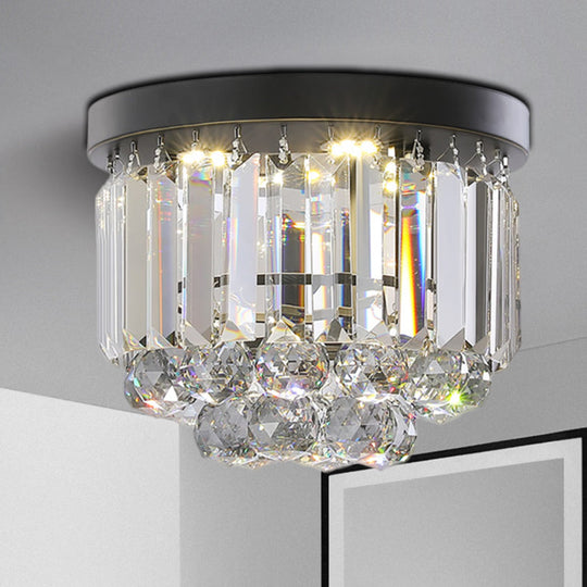 Modern LED Ceiling Mounted Fixture with Clear/Smoke Gray Crystal for Corridor - Circular Ceiling Light