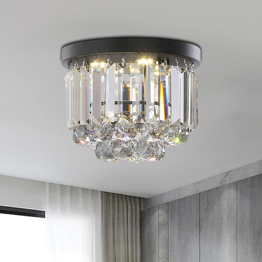 Modern LED Ceiling Mounted Fixture with Clear/Smoke Gray Crystal for Corridor - Circular Ceiling Light