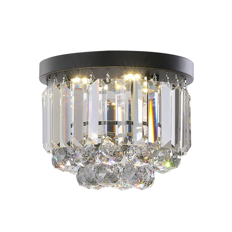 Modern LED Ceiling Mounted Fixture with Clear/Smoke Gray Crystal for Corridor - Circular Ceiling Light