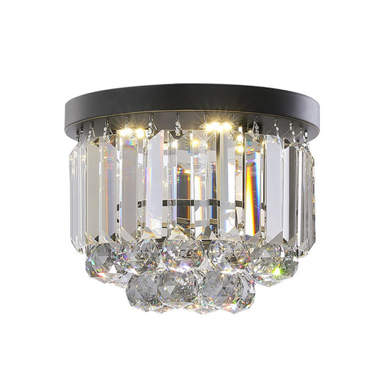 Modern Led Ceiling Mounted Fixture With Clear/Smoke Gray Crystal For Corridor - Circular Light