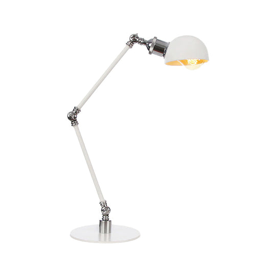 Dome Study Room Reading Lamp Metal 4/8.5 Wide 1 Light Industrial Stylish Desk Lighting In White