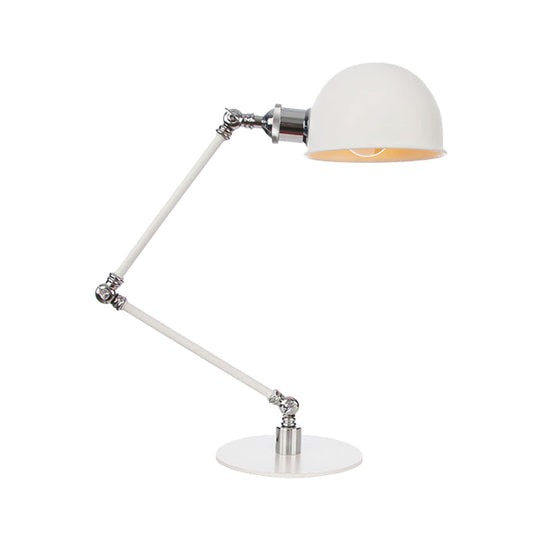 Dome Study Room Reading Lamp Metal 4/8.5 Wide 1 Light Industrial Stylish Desk Lighting In White