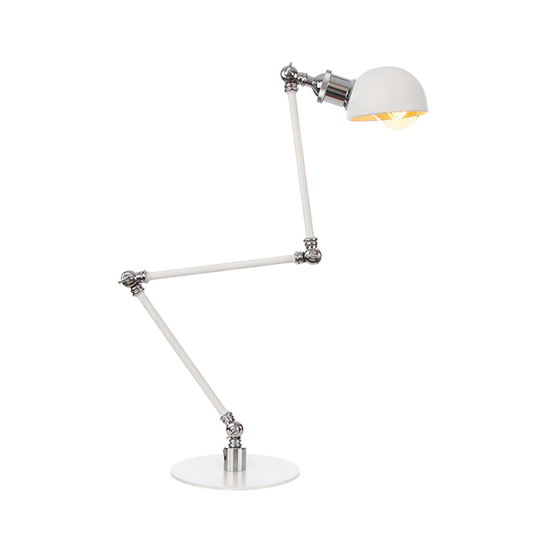 Dome Study Room Reading Lamp Metal 4/8.5 Wide 1 Light Industrial Stylish Desk Lighting In White