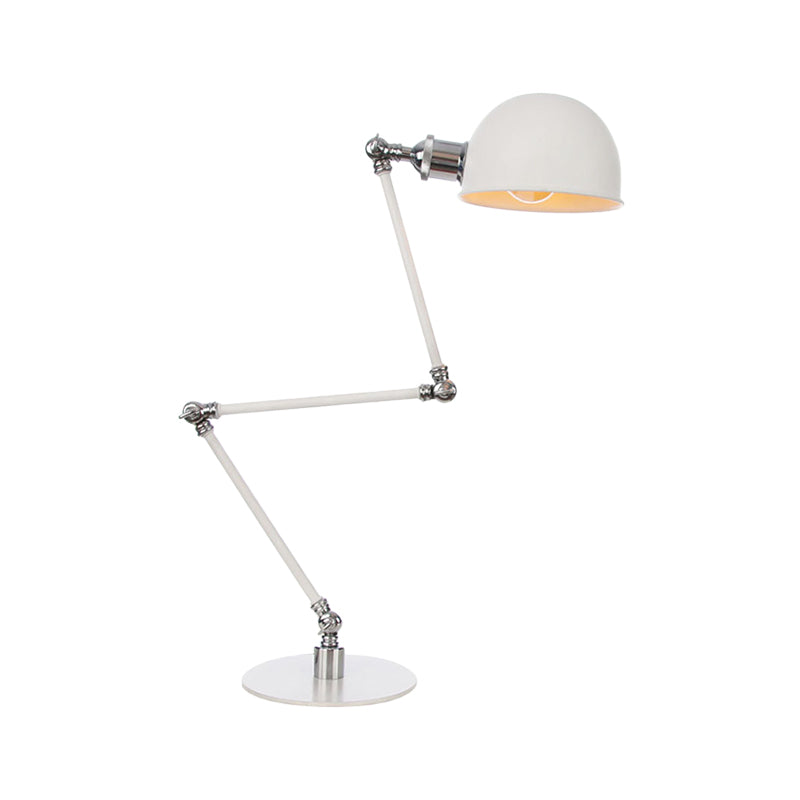 Dome Study Room Reading Lamp Metal 4/8.5 Wide 1 Light Industrial Stylish Desk Lighting In White