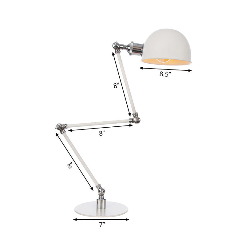 Dome Study Room Reading Lamp Metal 4/8.5 Wide 1 Light Industrial Stylish Desk Lighting In White