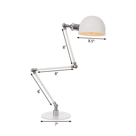 Dome Study Room Reading Lamp Metal 4/8.5 Wide 1 Light Industrial Stylish Desk Lighting In White