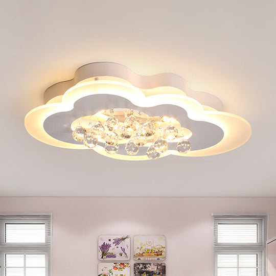 White LED Crystal Cloud Ceiling Lamp - Warm/White Light, Minimalist Design, 21.5"/25.5" Wide