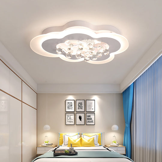 White LED Crystal Cloud Ceiling Lamp - Warm/White Light, Minimalist Design, 21.5"/25.5" Wide