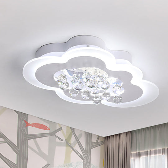 White LED Crystal Cloud Ceiling Lamp - Warm/White Light, Minimalist Design, 21.5"/25.5" Wide