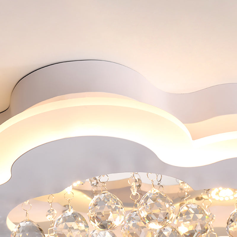 White LED Crystal Cloud Ceiling Lamp - Warm/White Light, Minimalist Design, 21.5"/25.5" Wide