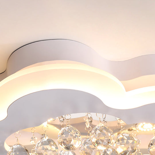 White Led Crystal Cloud Ceiling Lamp - Warm/White Light Minimalist Design 21.5/25.5 Wide