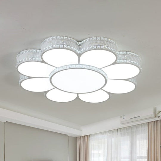 White LED Petal Ceiling Flush Mount Lamp - 19.5"/23.5"/31.5" Modern Acrylic - Warm, White, 3 Color Light