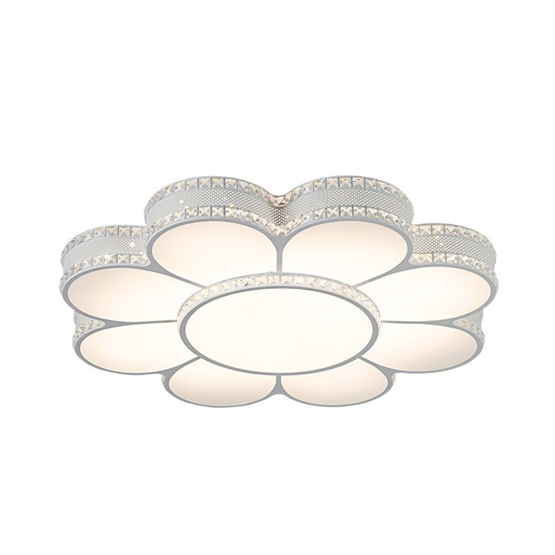 White LED Petal Ceiling Flush Mount Lamp - 19.5"/23.5"/31.5" Modern Acrylic - Warm, White, 3 Color Light