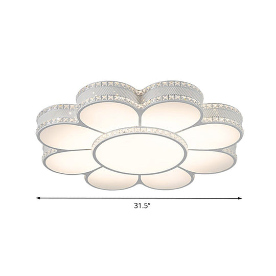 White Led Petal Ceiling Flush Mount Lamp - 19.5/23.5/31.5 Modern Acrylic Warm 3 Color Light