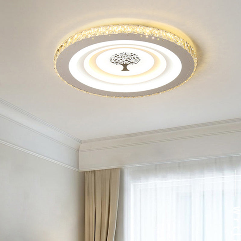 Modern White Led Flush Mount Ceiling Light For Bedrooms - 10/19.5 Wide Acrylic Fixture / 10