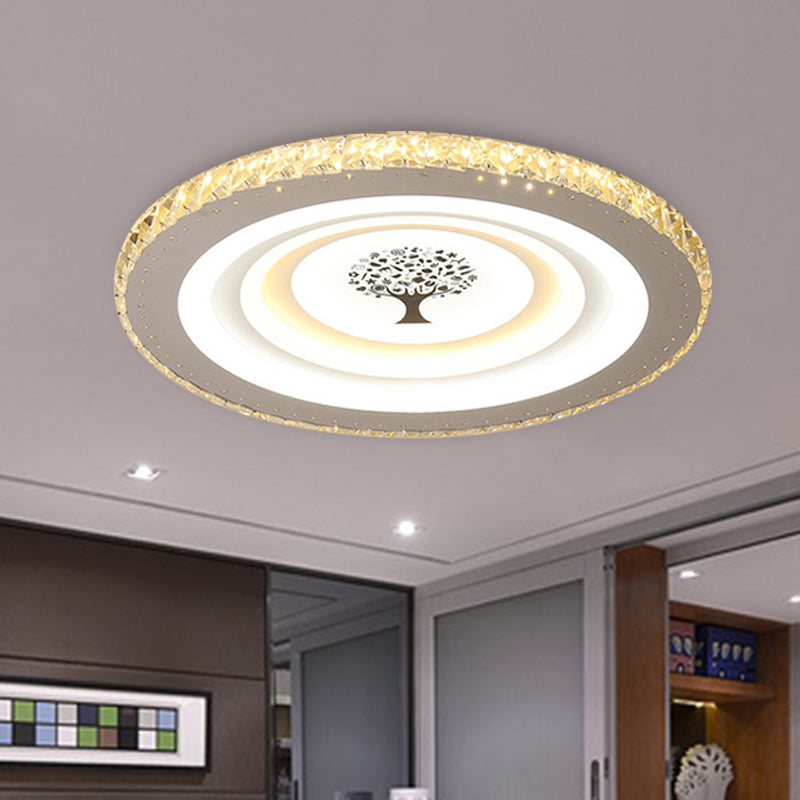 Modern White Led Flush Mount Ceiling Light For Bedrooms - 10/19.5 Wide Acrylic Fixture