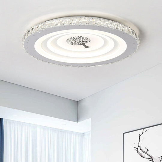 Modern White Led Flush Mount Ceiling Light For Bedrooms - 10/19.5 Wide Acrylic Fixture