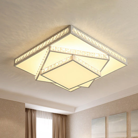 Contemporary Geometric Crystal Ceiling Light With Remote Control Dimming - Led Flush Mount Multiple