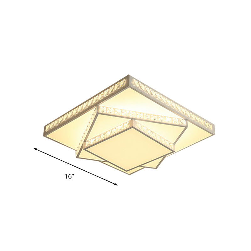 Contemporary Geometric Crystal Ceiling Light With Remote Control Dimming - Led Flush Mount Multiple