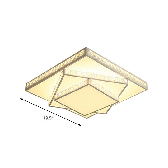 Contemporary Geometric Crystal Ceiling Light With Remote Control Dimming - Led Flush Mount Multiple