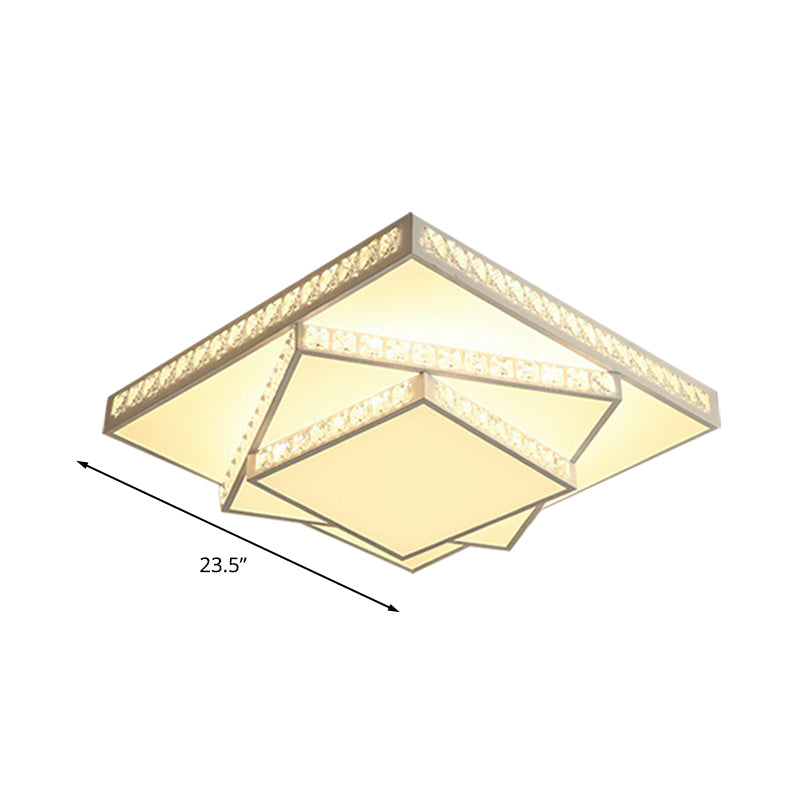 Contemporary Geometric Crystal Ceiling Light With Remote Control Dimming - Led Flush Mount Multiple