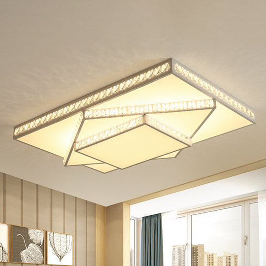 Contemporary Geometric Crystal Ceiling Light With Remote Control Dimming - Led Flush Mount Multiple