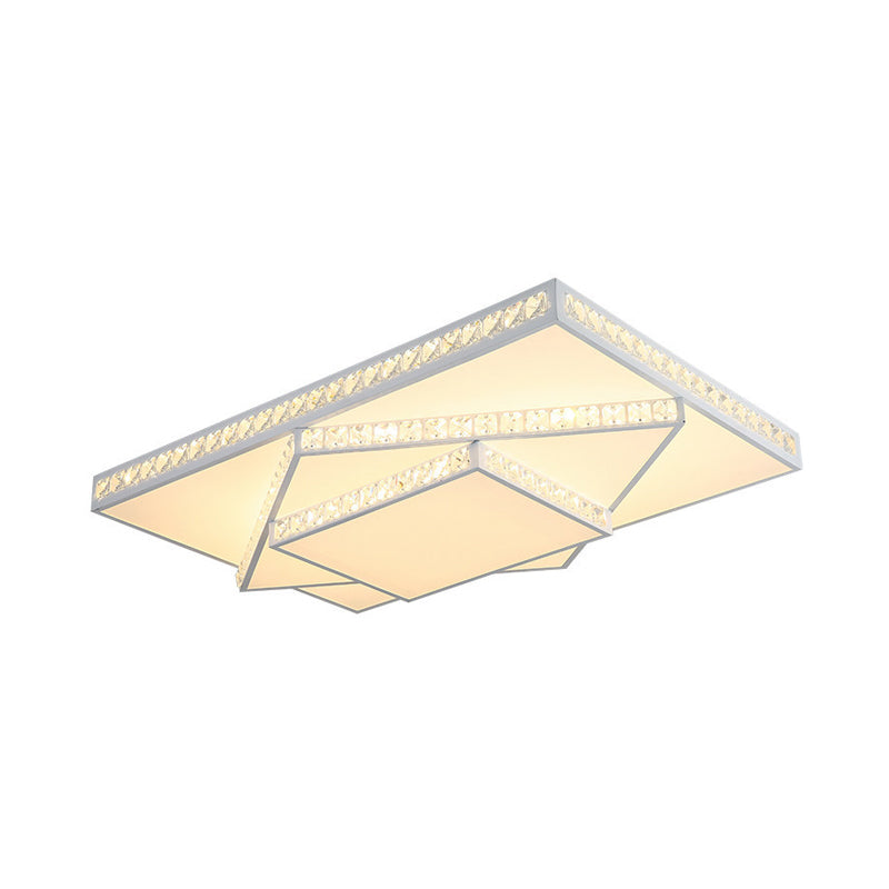 Contemporary Geometric Crystal Ceiling Light With Remote Control Dimming - Led Flush Mount Multiple