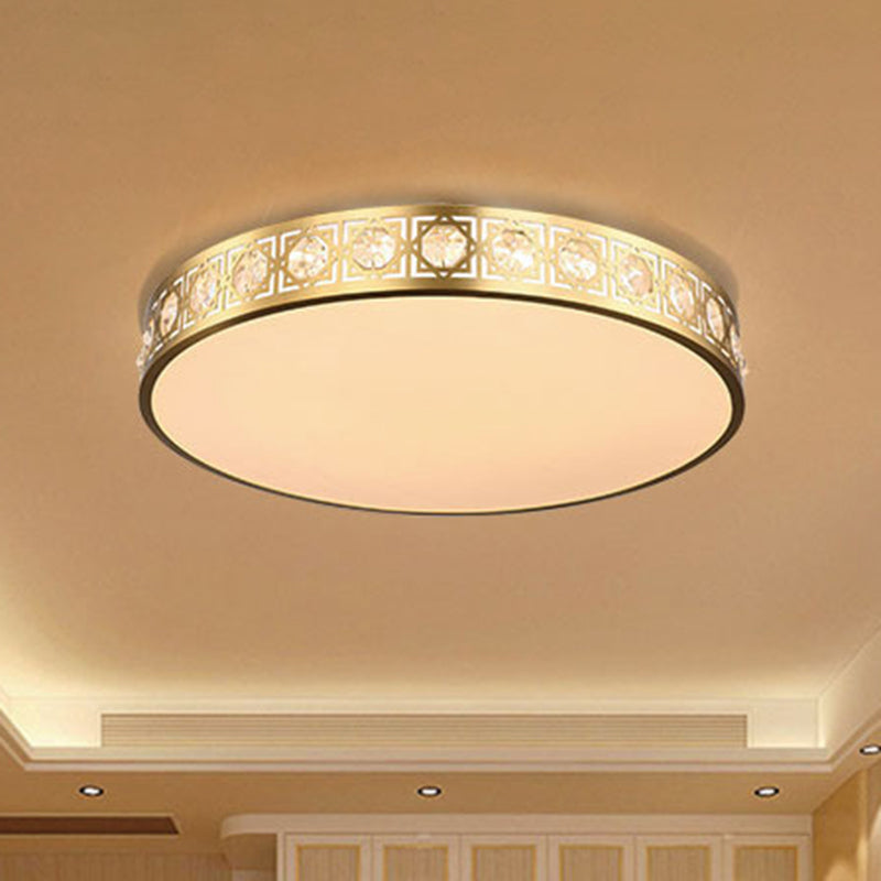 Modern Led Flush Mount Crystal Ceiling Lamp For Bedroom - 3 Sizes Available