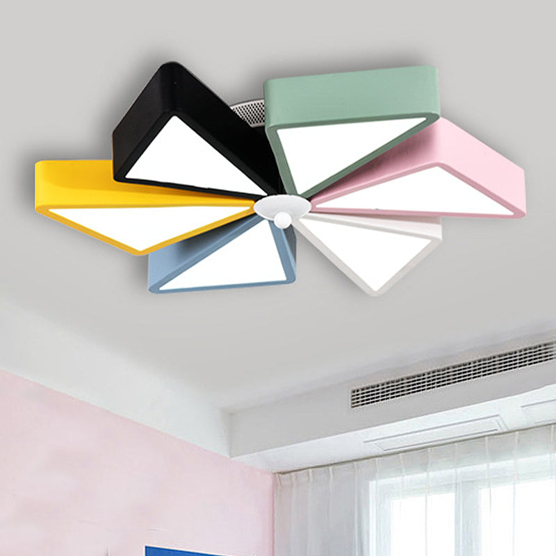 19.5"/23.5" Modern Acrylic LED Flushmount Light - Windmill Design, Blue & Pink Ceiling Lighting, Remote Control Dimming/3 Color Light Options