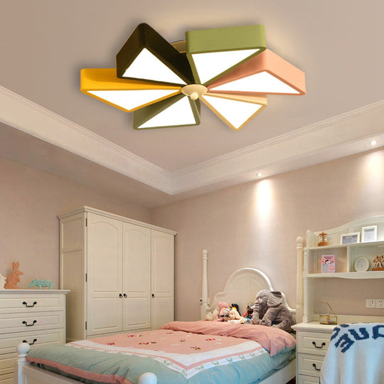 19.5"/23.5" Modern Acrylic LED Flushmount Light - Windmill Design, Blue & Pink Ceiling Lighting, Remote Control Dimming/3 Color Light Options