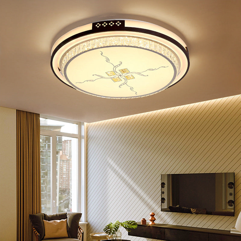 White Crystal LED Ceiling Lamp, 2-Layer Flush Mount, 23.5"/31.5"/38.5" Dia, Modern Design, Third Gear