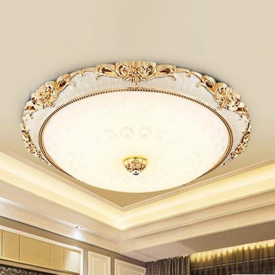 Dome Flush Mount LED Ceiling Light in Modern White Glass - 8"/12"/16" Wide - Gold/Silver Finish - White/3 Color Light Option