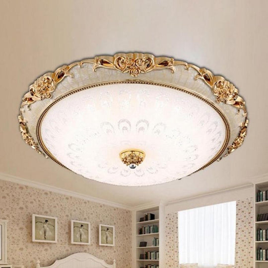 Dome Flush Mount LED Ceiling Light in Modern White Glass - 8"/12"/16" Wide - Gold/Silver Finish - White/3 Color Light Option