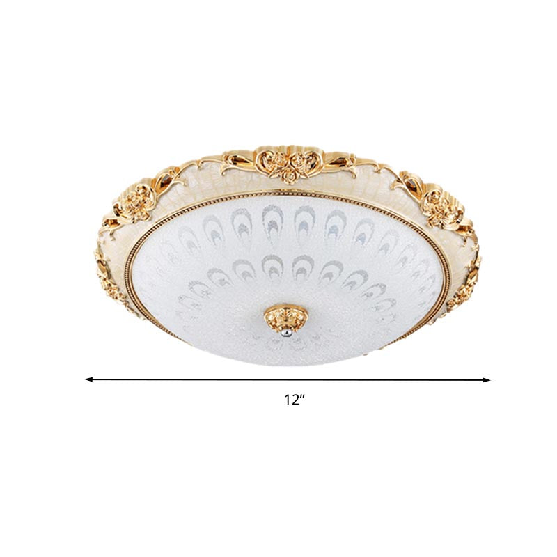 Dome Flush Mount LED Ceiling Light in Modern White Glass - 8"/12"/16" Wide - Gold/Silver Finish - White/3 Color Light Option